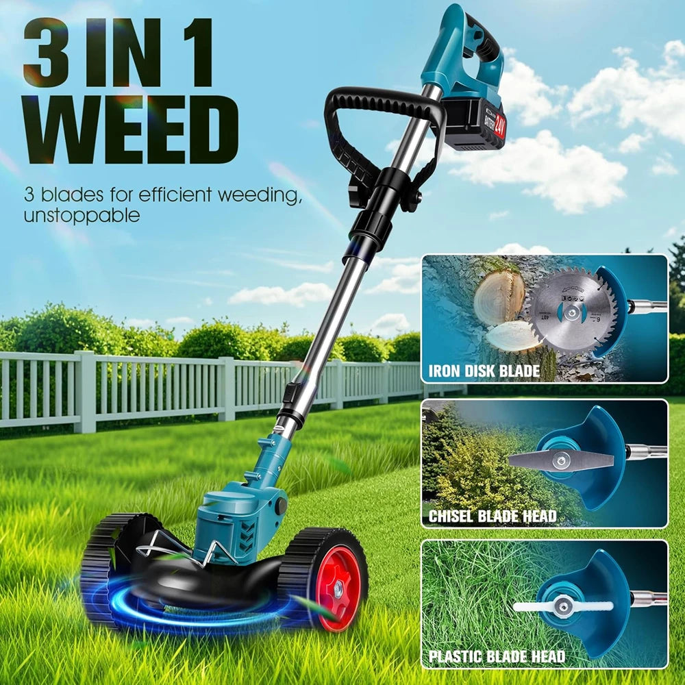 1850W Electric Lawn Mower Length Adjustable Handheld Cutter Cordless Garden Grass Cutting Trimmer For Makita 18V Battery