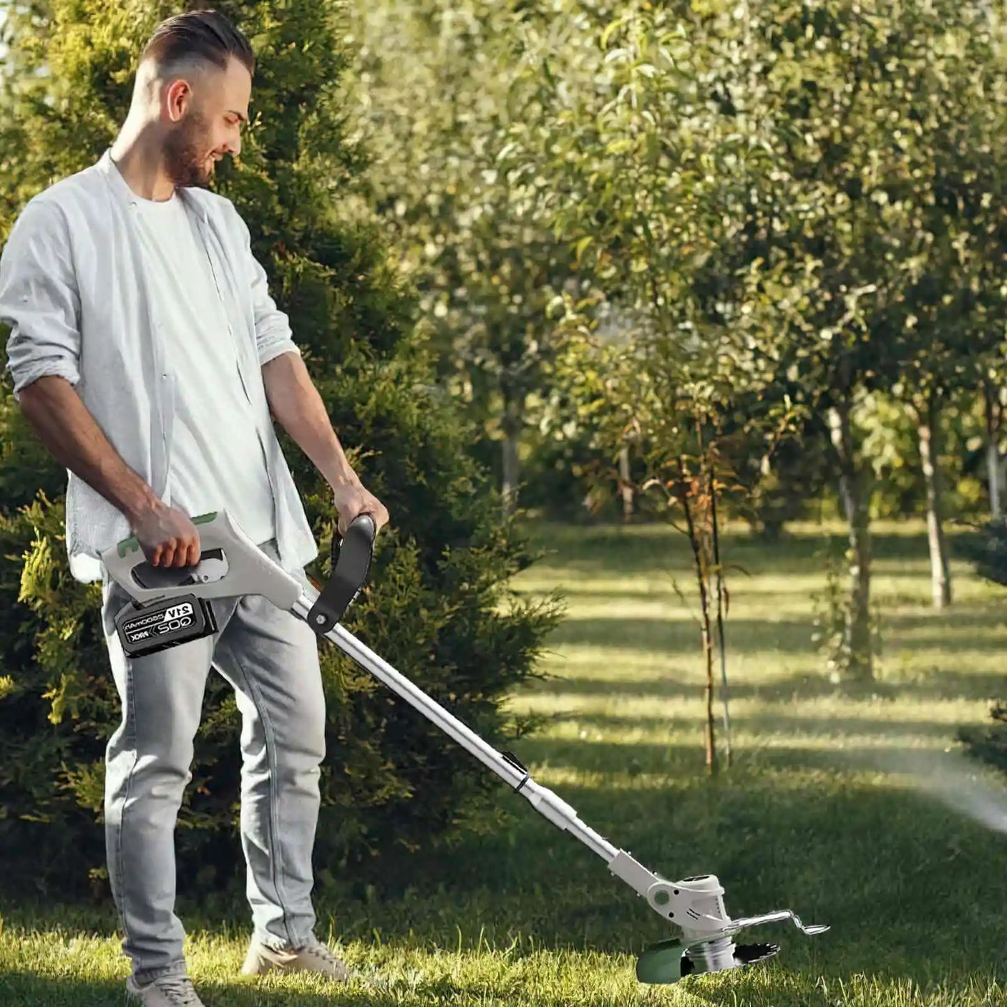 500W Outdoor Handheld Lawn Mower For 18000 RPM Makita 21V Battery Cordless Garden Grass Trimmer Length Adjustable with 2 Battery