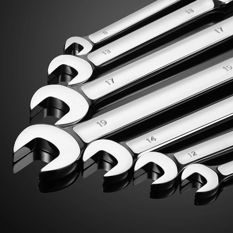 Flex Head Ratcheting Wrench Set,Combination Ended Spanner kits, Chrome Vanadium Steel Hand Tools Socket Key Ratchet Wrench set