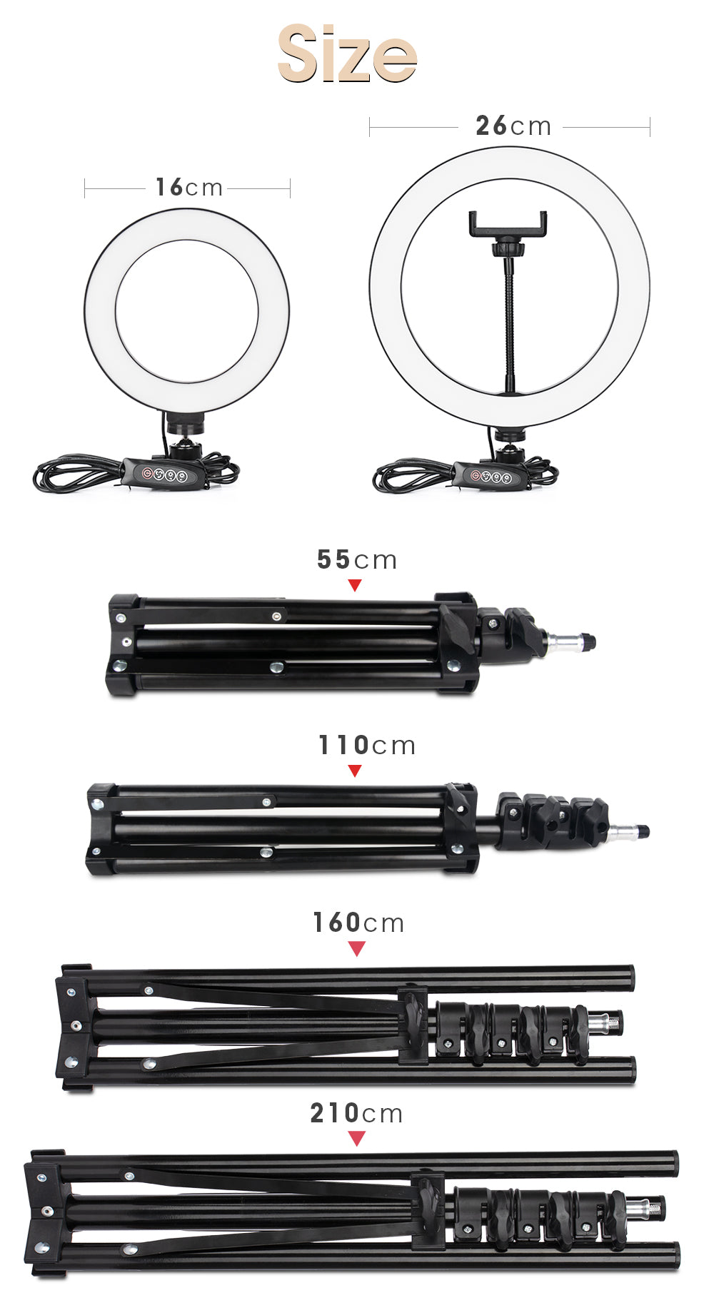 LED Photography Light Selfie Ring Light Lamp With Tripod For Phone Holder Stand Photo Lamp Ringlight For Live Video Streaming