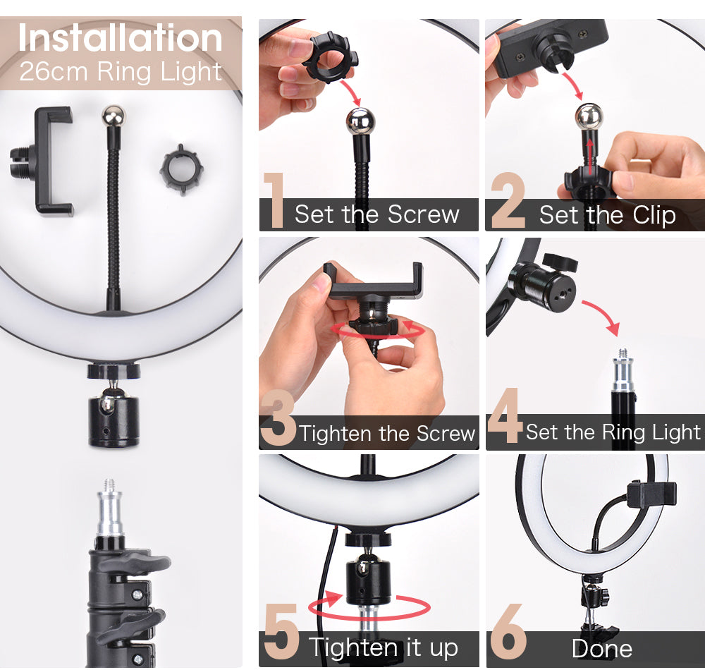 LED Photography Light Selfie Ring Light Lamp With Tripod For Phone Holder Stand Photo Lamp Ringlight For Live Video Streaming