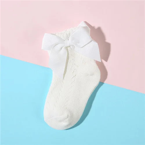Lawadka Summer Mesh Newborn Baby Girls Socks Fashion Bow Thin Children's Socks for Girls Infant Princess White Red Black 0-5Year