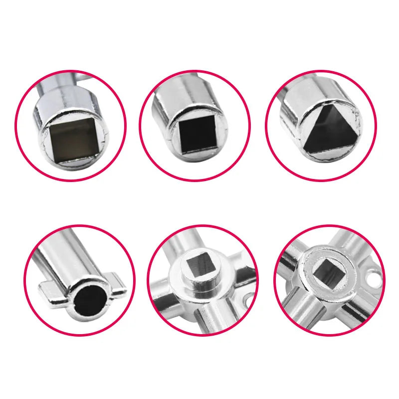 Llave universal de 4 vías para válvula de cabina de ascensor eléctrico de tren, triángulo de aleación