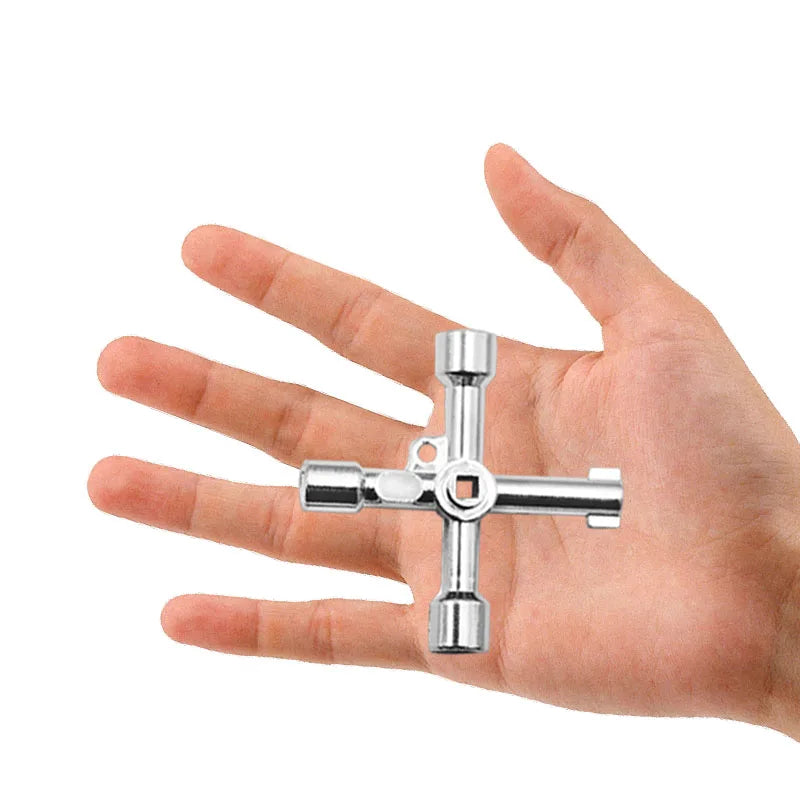 Llave universal de 4 vías para válvula de cabina de ascensor eléctrico de tren, triángulo de aleación