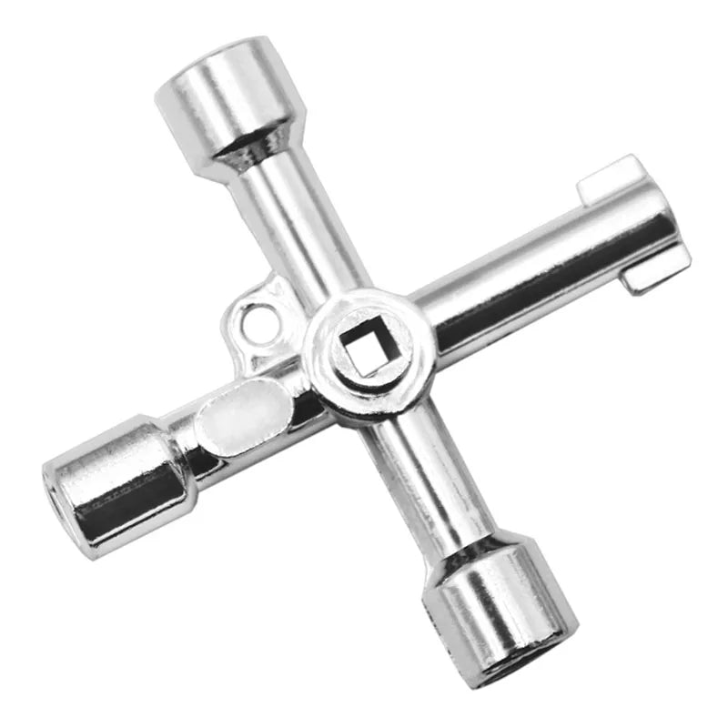 Llave universal de 4 vías para válvula de cabina de ascensor eléctrico de tren, triángulo de aleación