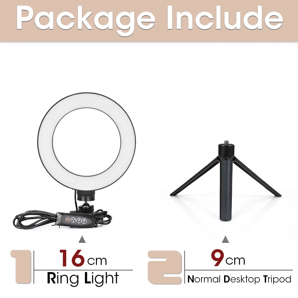 LED Photography Light Selfie Ring Light Lamp With Tripod For Phone Holder Stand Photo Lamp Ringlight For Live Video Streaming