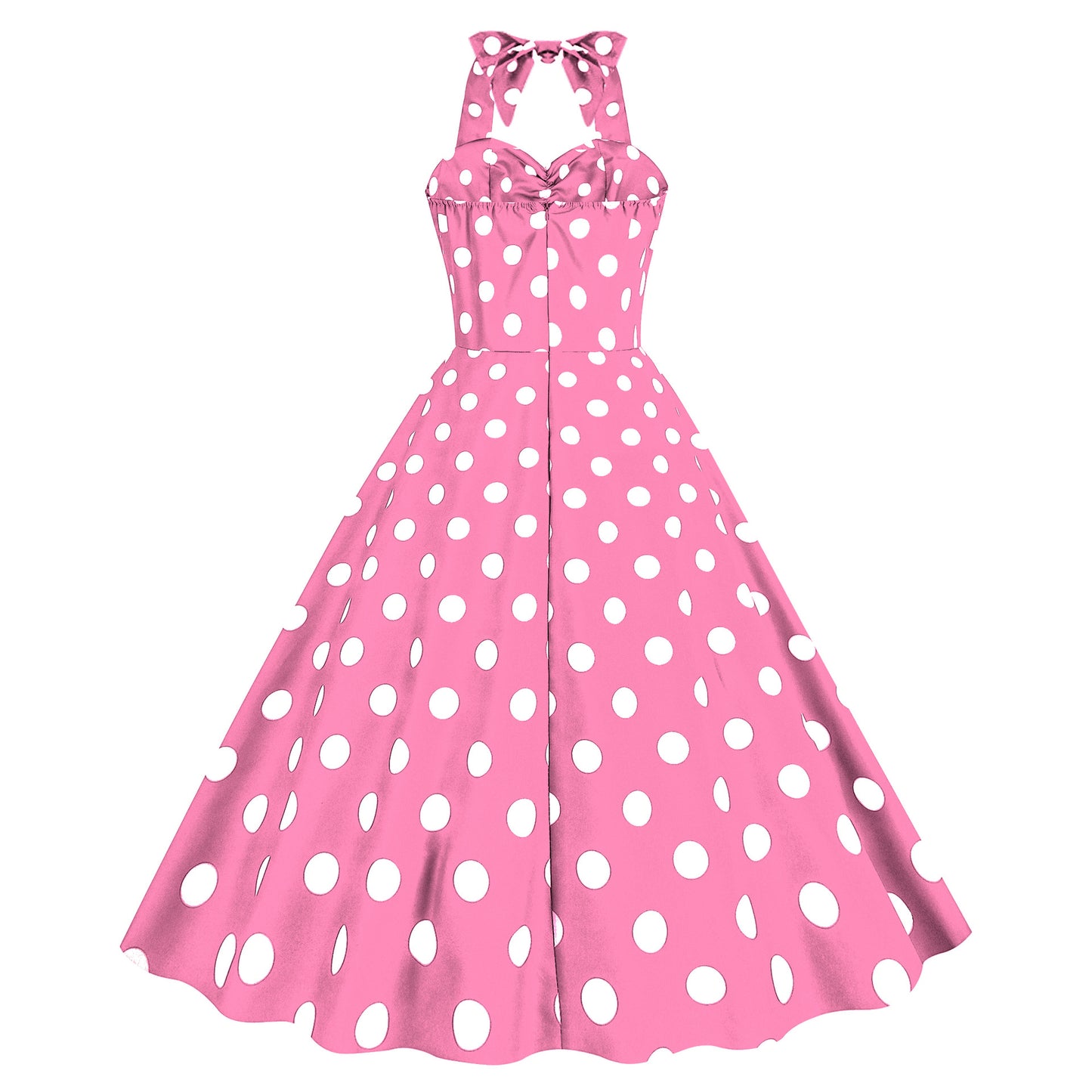 Pink Elegant Fashion Notched Ladies Office Dress 2024 Robe Pinup Polka Dot Print Vintage Sleeveless Summer Dresses for Women