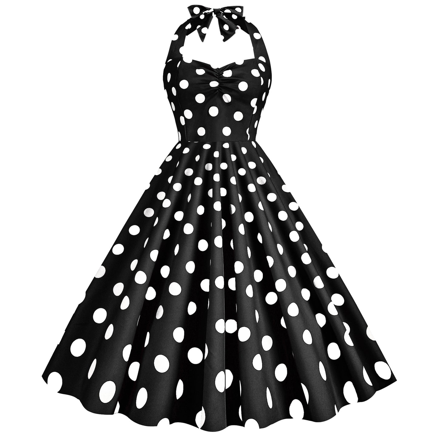 Pink Elegant Fashion Notched Ladies Office Dress 2024 Robe Pinup Polka Dot Print Vintage Sleeveless Summer Dresses for Women