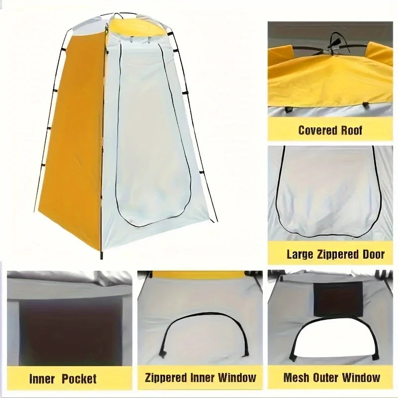 1pc 120x120x190cm New Camping Shower Tent with Portable Toilet and Changing Room Outdoor Shower Shelter for Hiking and Adventure
