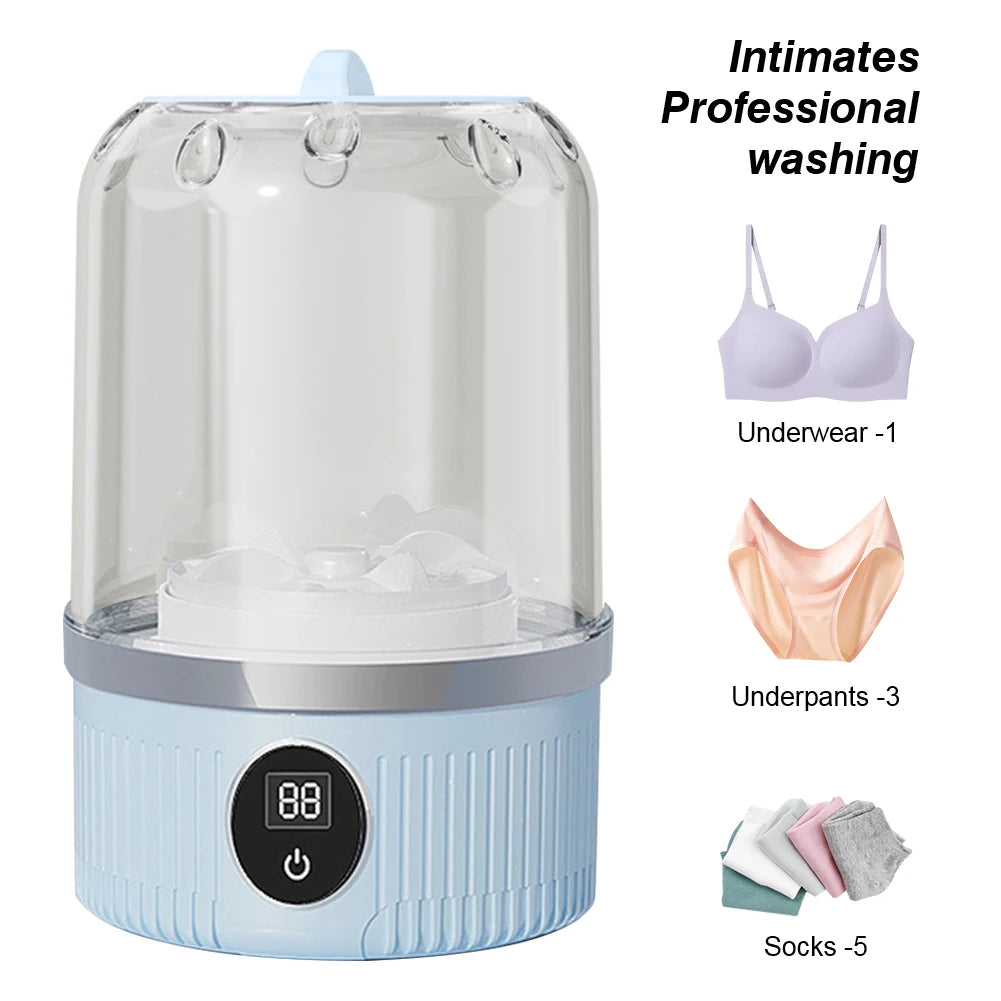 NEW Mini Underwear Washing Machine Fully Automatic Laundry Cup Cordless Portable Underwear Sock Washer Rechargeable for Travel