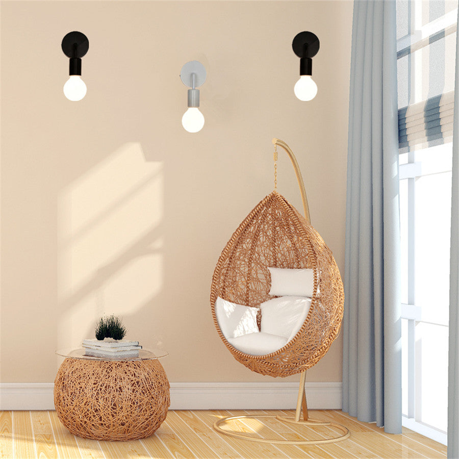 E27 Wood Iron Wall Lamp for Bedroom Bedside Nordic Wall Sconce Background Wall Aisle Lights Wooden Reading Luminaire