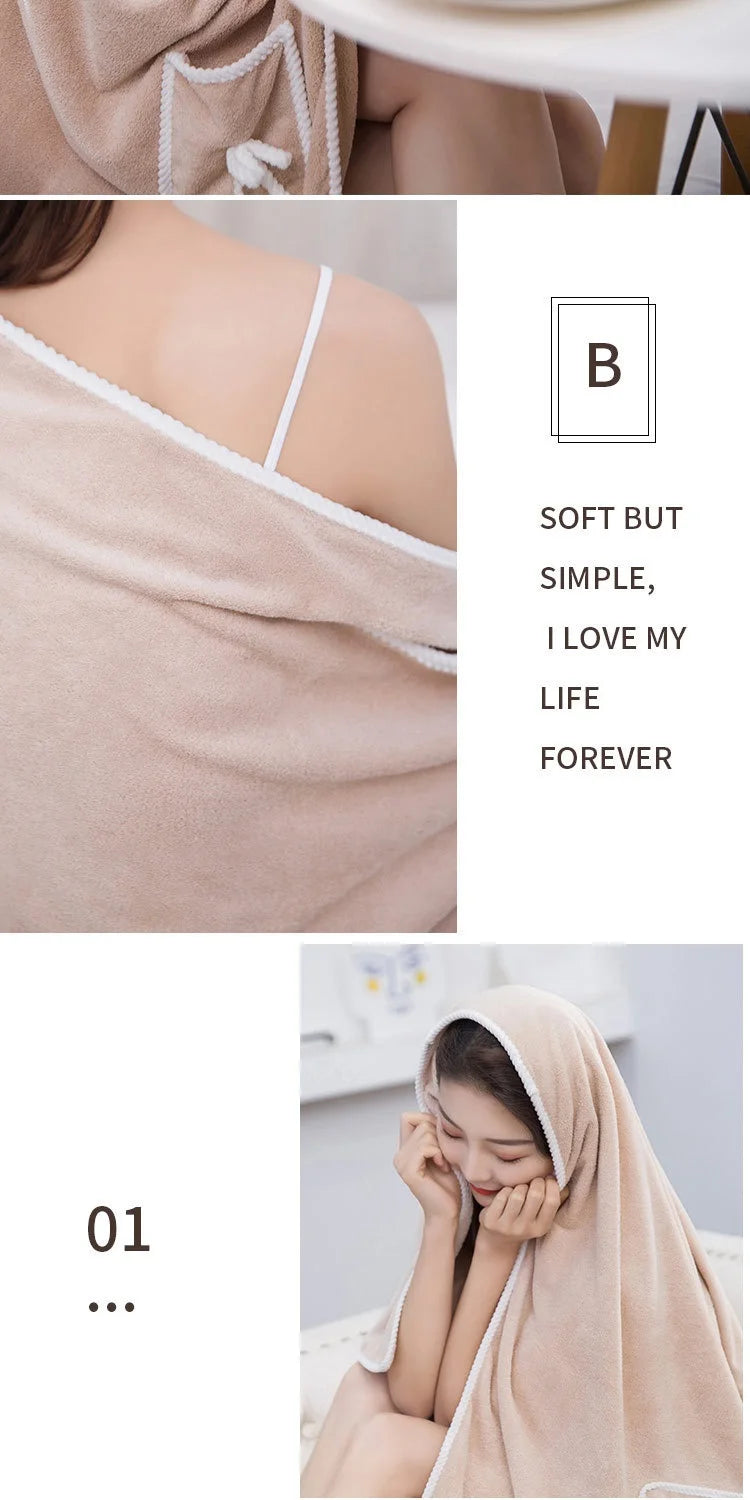 2024 Coral Velvet Bath Skirt Soft Absorbent Thickened with Edging Adult Women Chest Wrapped Wearable Bath Towel