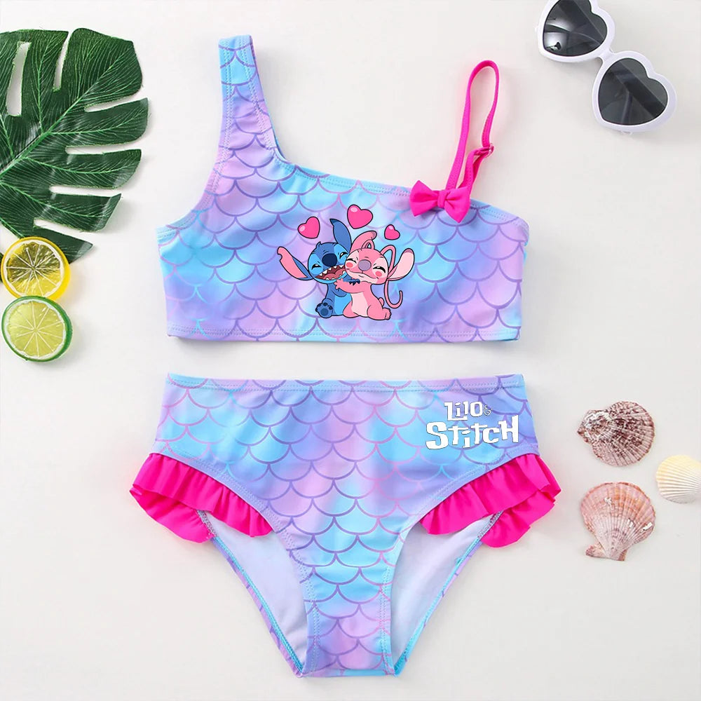 Lilo Stitch Girls Tankini Swimsuits Summer Beach wear Children Kids Wear Bathing Suits Two-pieces Bikini Dresses Fashion