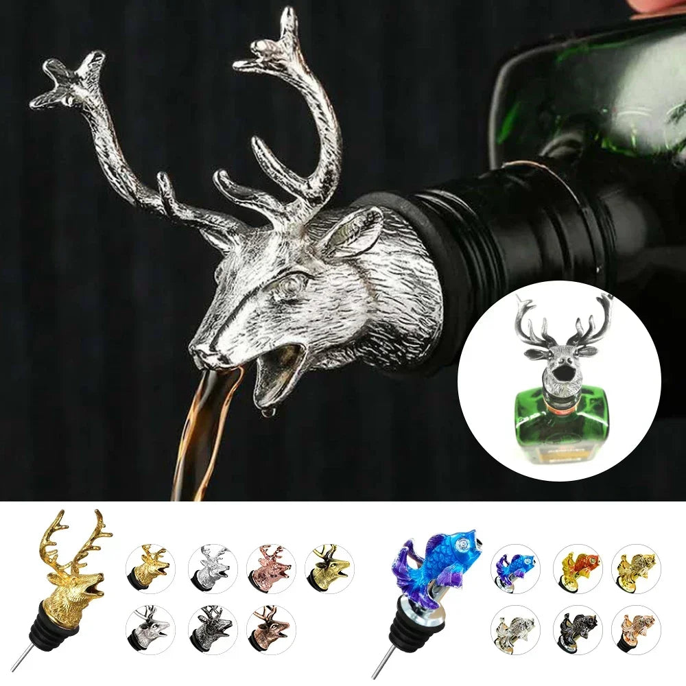 Wine Pourer Alloy Deer Elk Wine Stopper Cocktails Beer Whiskey Dispenser Bar Accessories