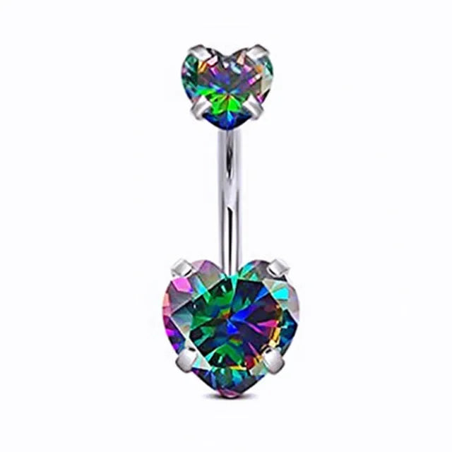 Snake Belly Button Ring Dangle Navel Piercing Ring Heart Belly Ring Zircon Navel Rings Body Piercing Jewelry Umbilical Pircing