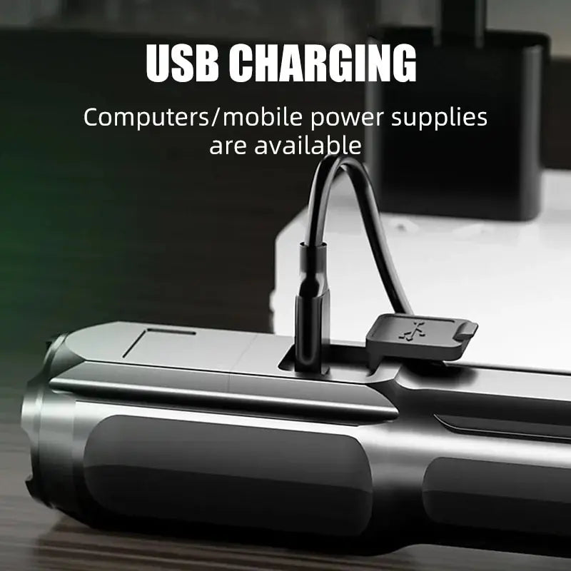 High Strong Flash Light Portable Rechargeable Spotlights High Power LED Flashlight Camping Ultra Powerful Flashlight Lamp Work