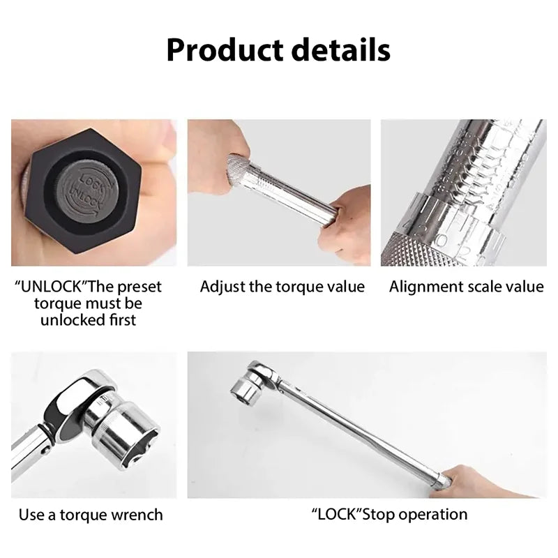 5-25Nm Quick-release Torque Wrench Set Car Repair Tool 1/4'' Ratchet Wrench Kit 11pcs Torque Spanner Screwdriver Bits Hand Tool