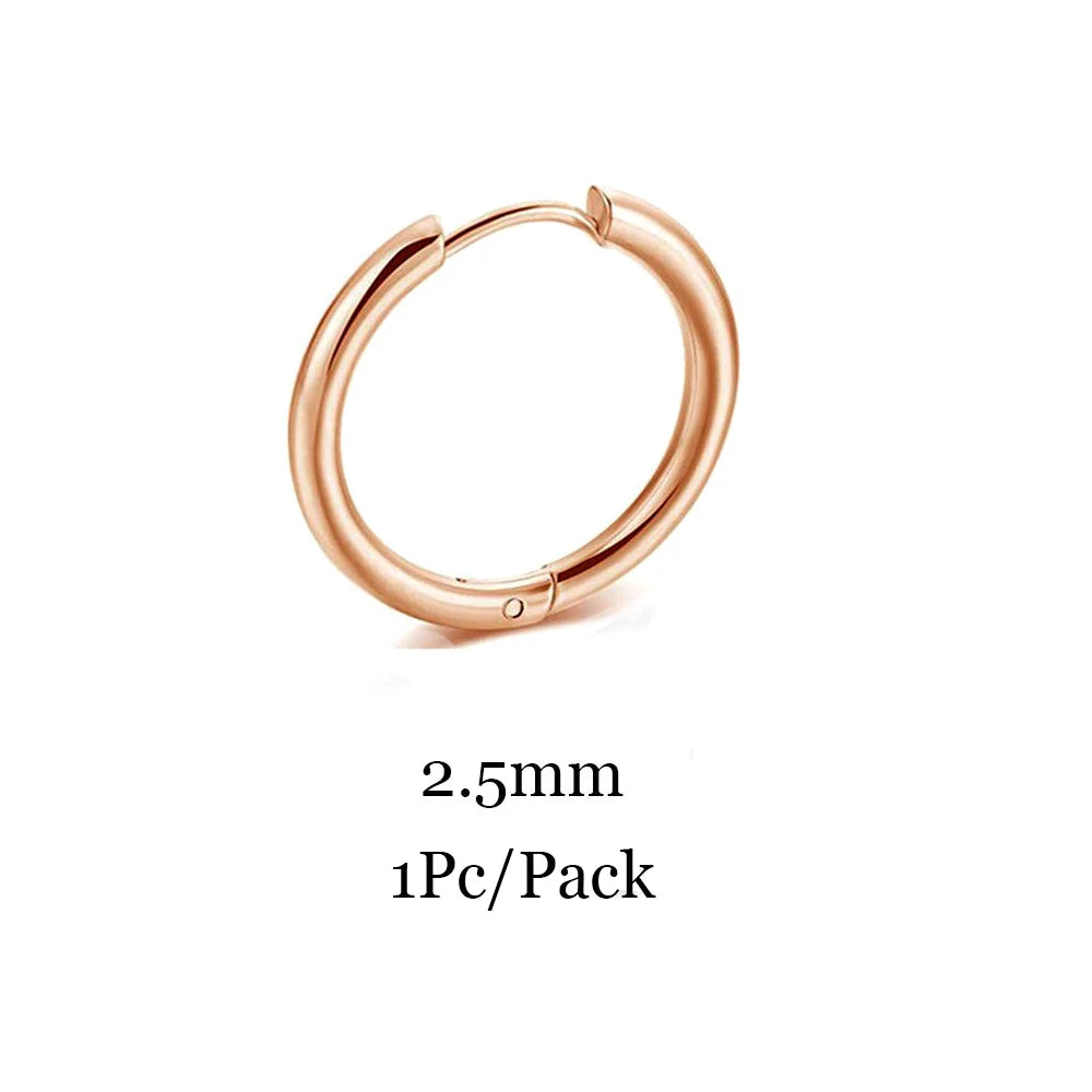 Minimalist Stainless Steel Huggie Hoop Earrings For Women Men Gold Color Tiny Round Circle Earring Punk Rock Statement Jewelry