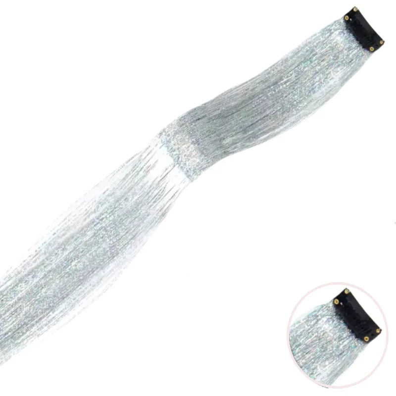 Shiny Sparkle Hair Synthetic Hair Glitter Hair Extension Woman Clip in hair Hairpieces