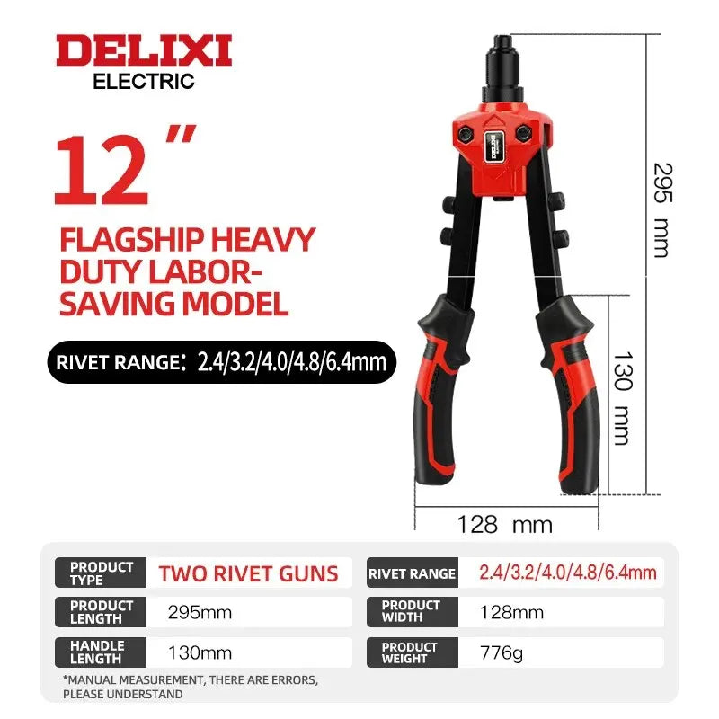 DELIXI ELECTRIC Rivet Gun,Manual Professional Pull Gun High Lever More Labor-saving,TighteningandRiveting of Metal SheetandPipe