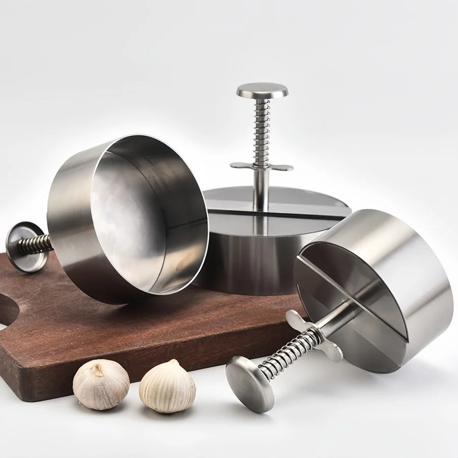 Hamburger Patty Maker Press 304 Stainless Steel Non-Stick Round Manual Rice Ball Mold Thickness Adjusted Kitchen Beef BBQ Tools