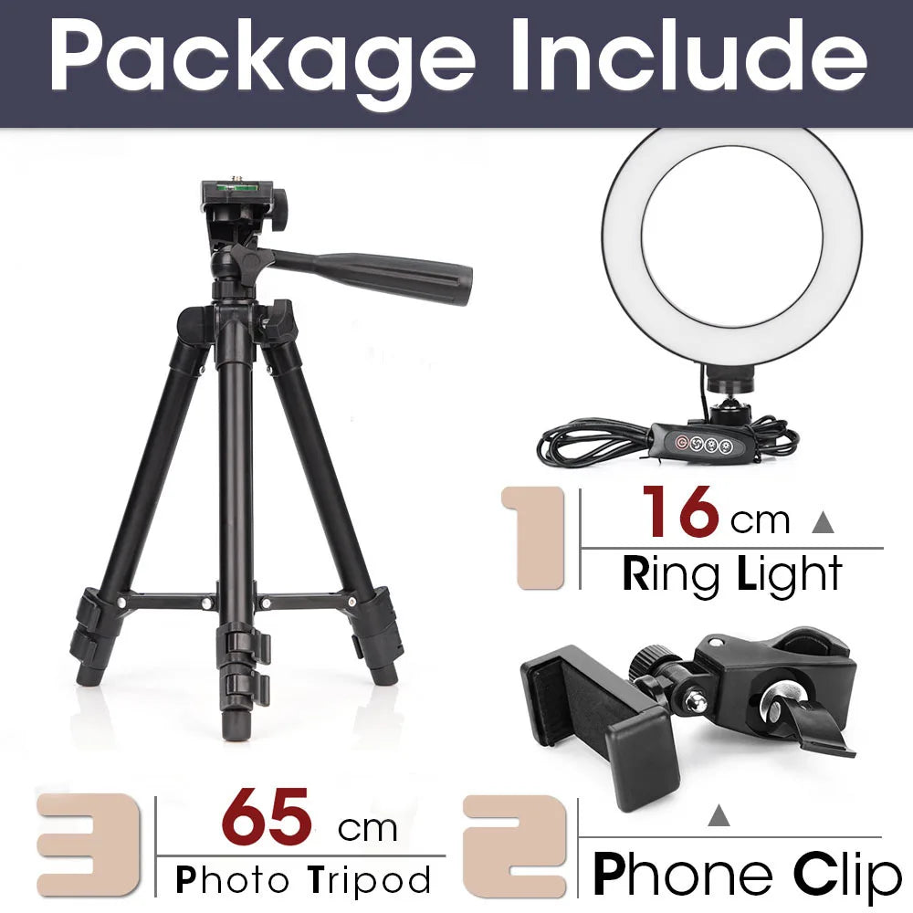 LED Photography Light Selfie Ring Light Lamp With Tripod For Phone Holder Stand Photo Lamp Ringlight For Live Video Streaming