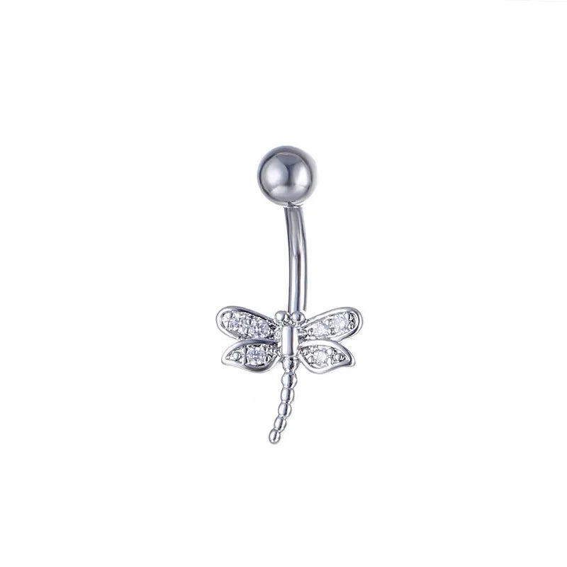 Snake Belly Button Ring Dangle Navel Piercing Ring Heart Belly Ring Zircon Navel Rings Body Piercing Jewelry Umbilical Pircing