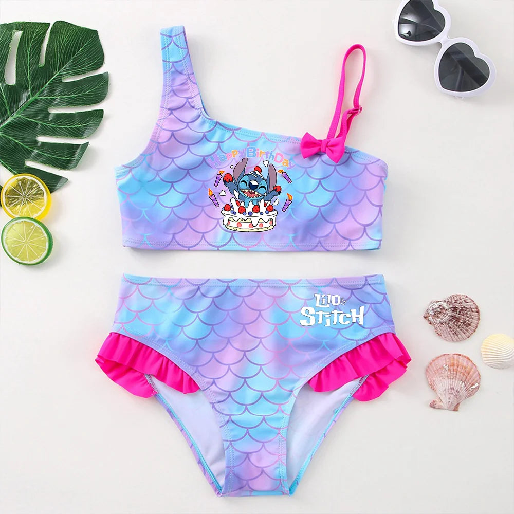 Lilo Stitch Girls Tankini Swimsuits Summer Beach wear Children Kids Wear Bathing Suits Two-pieces Bikini Dresses Fashion