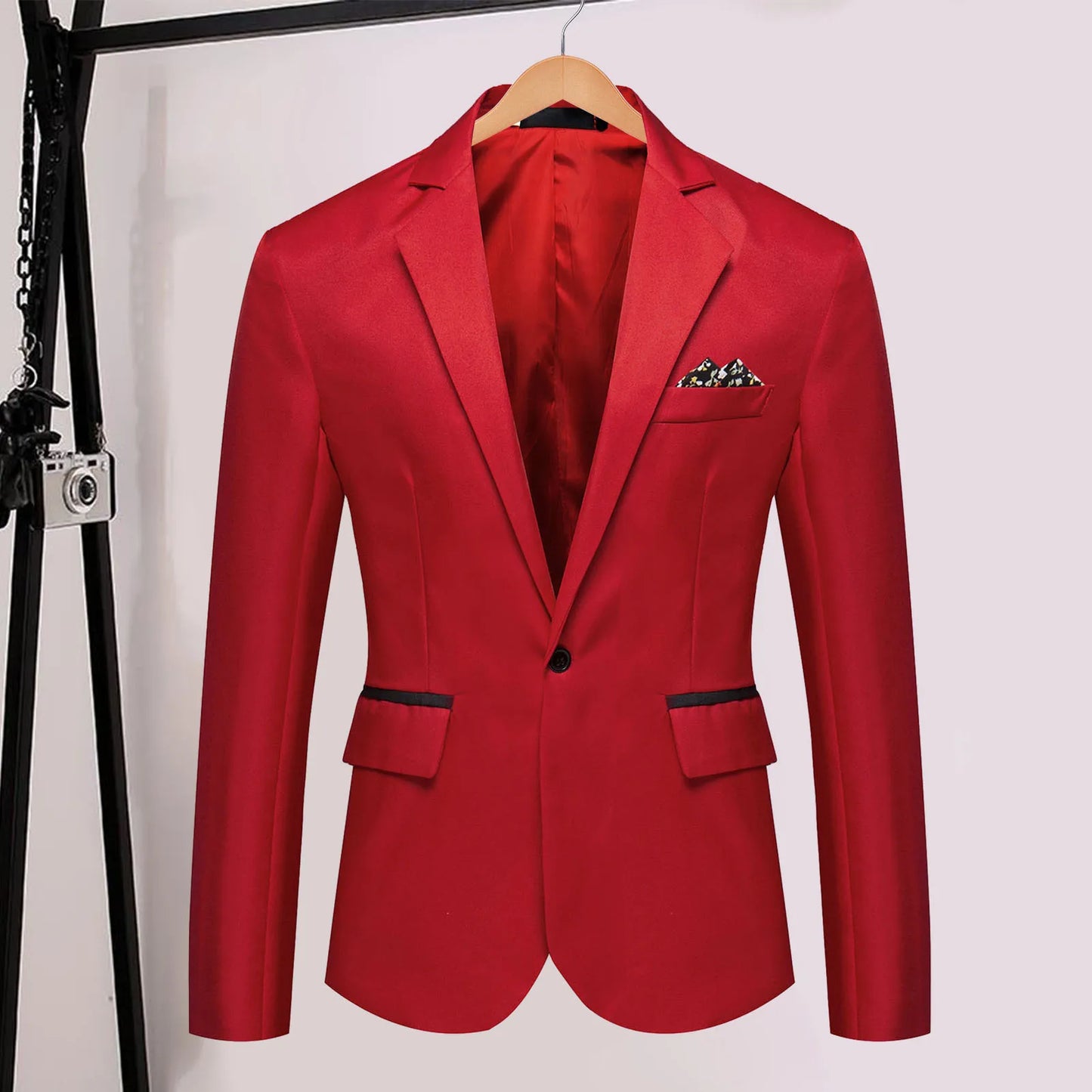 Men Blazer Formal Business Style Slim Fit Single Button Suit Jacket Solid Color Lapel Satin Groom Wedding Banquet Men Suit Coat
