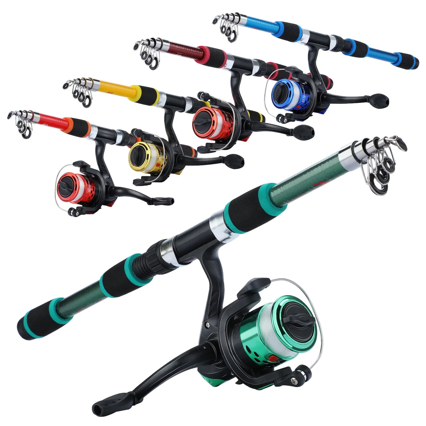 Sougayilang Spinning Fishing Rod and Reel Combo1.8M Telescopic Rod with 5.2:1 3BB Fishign Reel Max Drag 5kg Full Fishing Kit