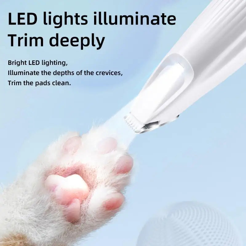 New Dog Paw Trimmer with Led Light Rechargeable Cordless Nail Grinder Shaver for Cats and Other Pets Hair Grooming Tools