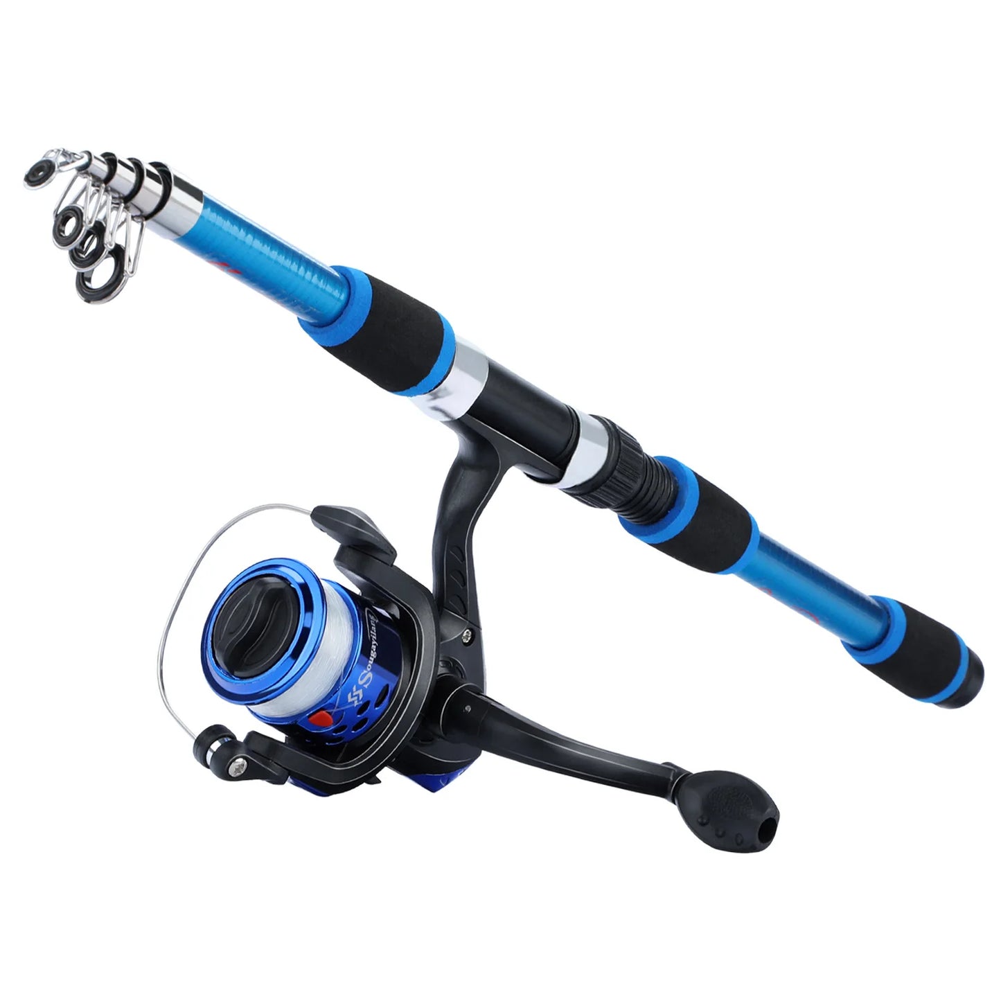 Sougayilang Spinning Fishing Rod and Reel Combo1.8M Telescopic Rod with 5.2:1 3BB Fishign Reel Max Drag 5kg Full Fishing Kit