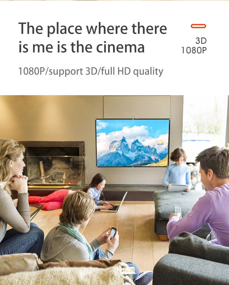60-200 Inch Portable Foldable Projector Screen High Density White Less Creases Soft Projection Screen 16:9 Indoor Outdoor