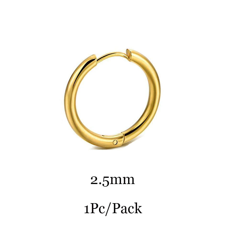 Minimalist Stainless Steel Huggie Hoop Earrings For Women Men Gold Color Tiny Round Circle Earring Punk Rock Statement Jewelry