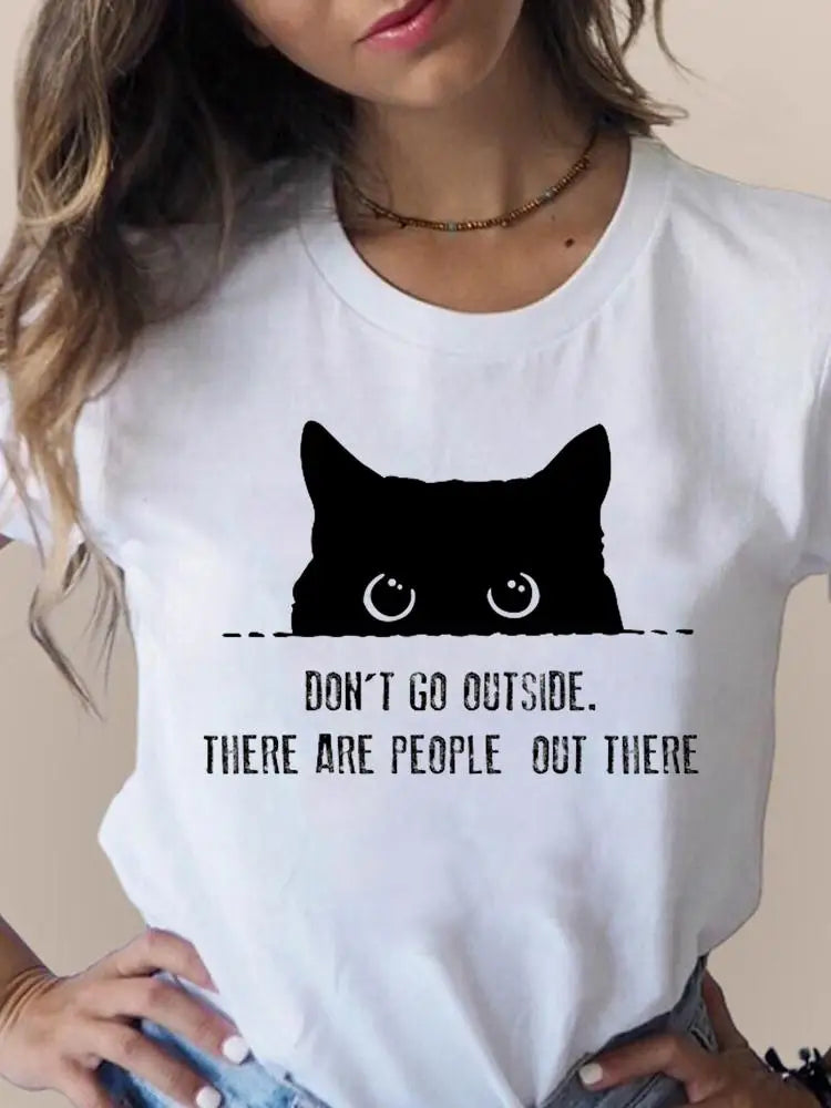 Print T Fashion 3D Cat Lovely Trend Cute Women's Clothing Short Sleeve Clothes Summer T-shirts Ladies Female Graphic Tee