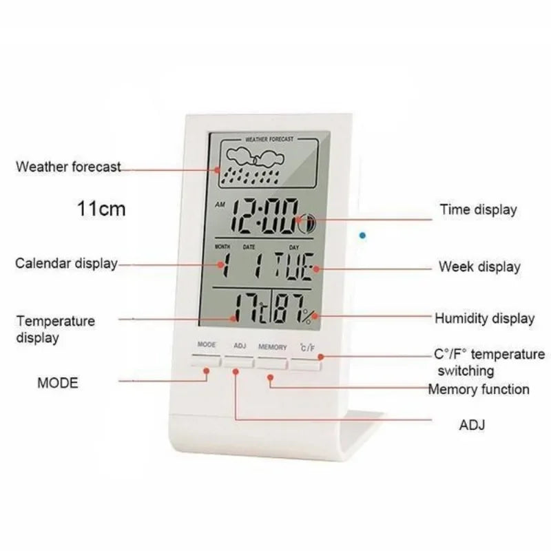 LED Digital Automatic Electronic Monitor Clock Thermometer Hygrometer Gauge Indicator Alarm Clock Indoor/Outdoor Weather Station