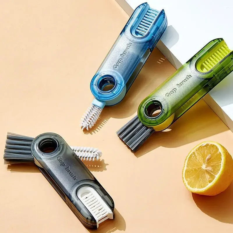3 In 1 Bottle Gap Cleaner Brush Multifunctional Cup Cleaning Brushes Water Bottles Clean Tool Mini Silicone U-shaped Brush