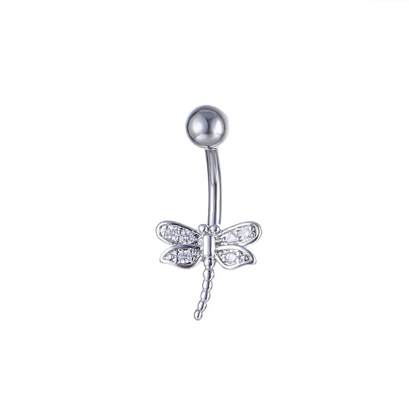 Snake Belly Button Ring Dangle Navel Piercing Ring Heart Belly Ring Zircon Navel Rings Body Piercing Jewelry Umbilical Pircing