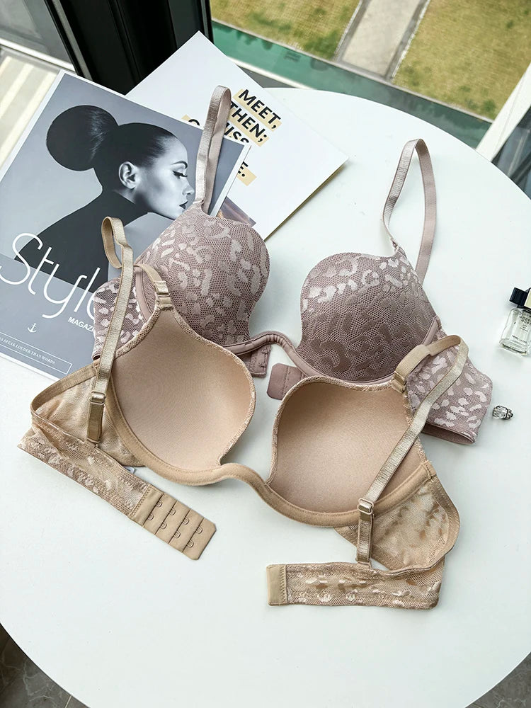 Women Invisible Deep U Lingerie Set Sexy Underwear Low Cut Push Up Open back Bra Intimates Female Bra Set Large size 90CD 95CD