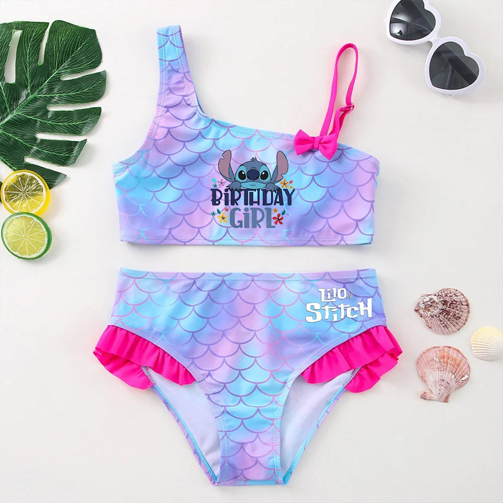 Lilo Stitch Girls Tankini Swimsuits Summer Beach wear Children Kids Wear Bathing Suits Two-pieces Bikini Dresses Fashion