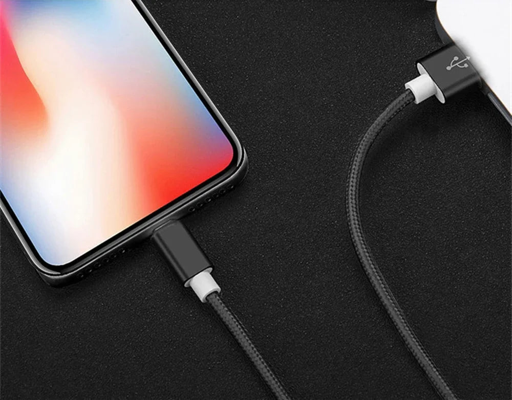 Metal Nylon Braided USB Charger Cable for iPhone 14 8 7 6S Plus X XR XS 11 12 13 Pro Max iPad 9 Fast Charging Data Cord 1m 2m 3m