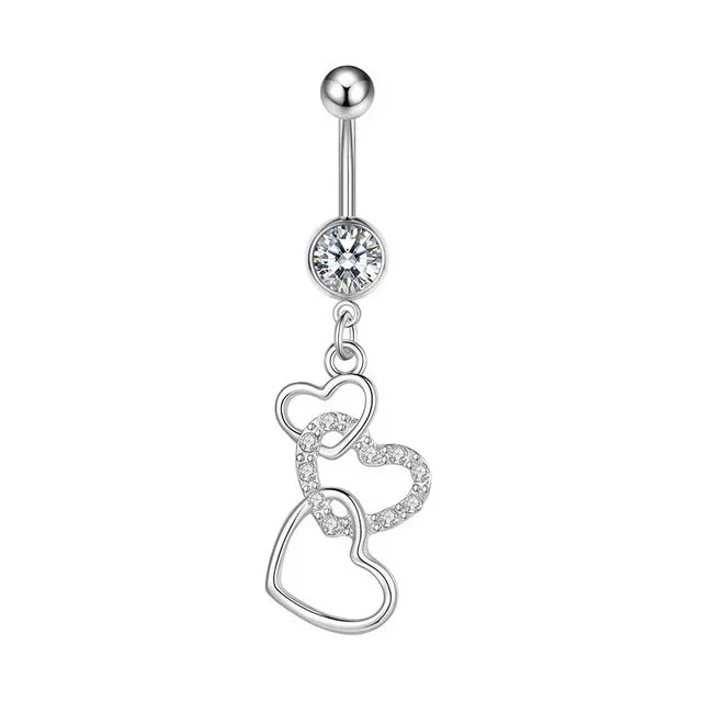 Snake Belly Button Ring Dangle Navel Piercing Ring Heart Belly Ring Zircon Navel Rings Body Piercing Jewelry Umbilical Pircing