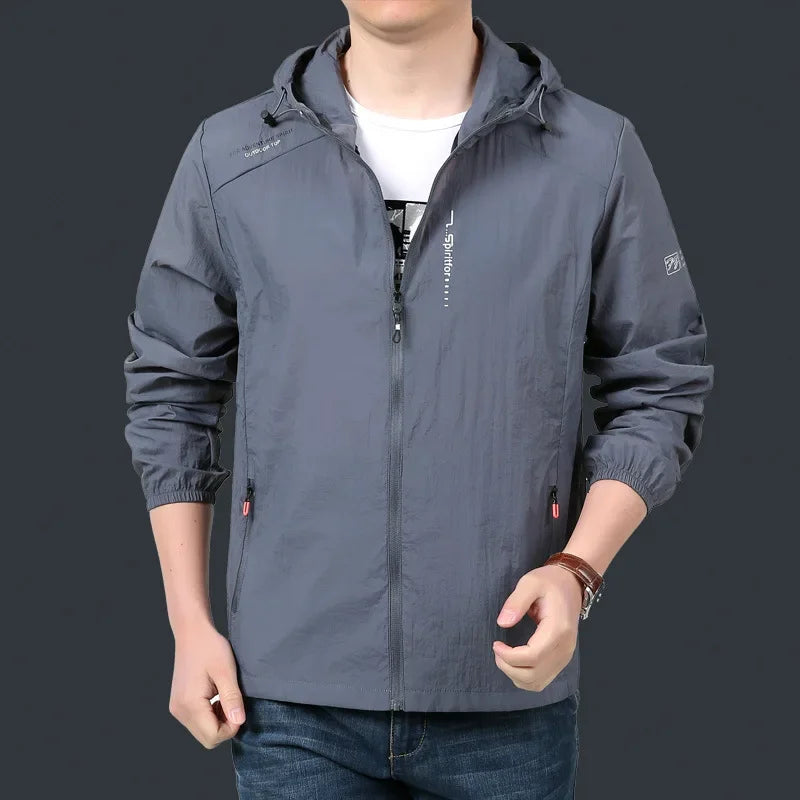 2023 Quick Dry Lightweight Jacket Men Summer Camping Fishing Sun Protection Jacket Ultra Light Hooded Casual Outwear Skin Coats