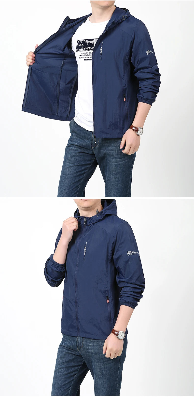 2023 Quick Dry Lightweight Jacket Men Summer Camping Fishing Sun Protection Jacket Ultra Light Hooded Casual Outwear Skin Coats
