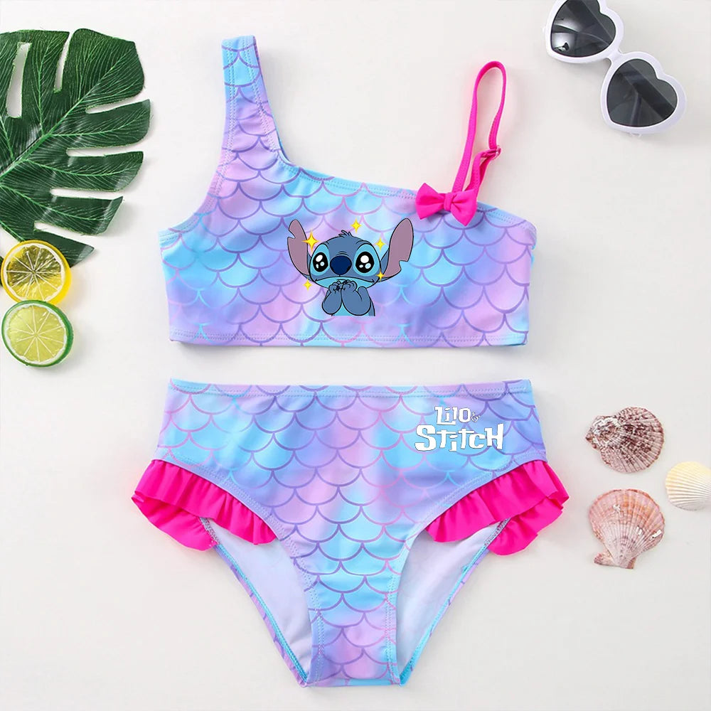 Lilo Stitch Girls Tankini Swimsuits Summer Beach wear Children Kids Wear Bathing Suits Two-pieces Bikini Dresses Fashion