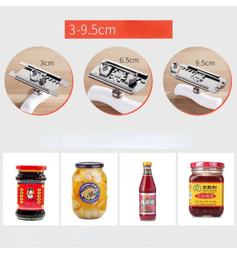 Stainless Steel Jar Opener Adjustable Glass Lids off Jar Opener Bottle Opener Kitchen Accessories Can Opener for 3-9.5CM