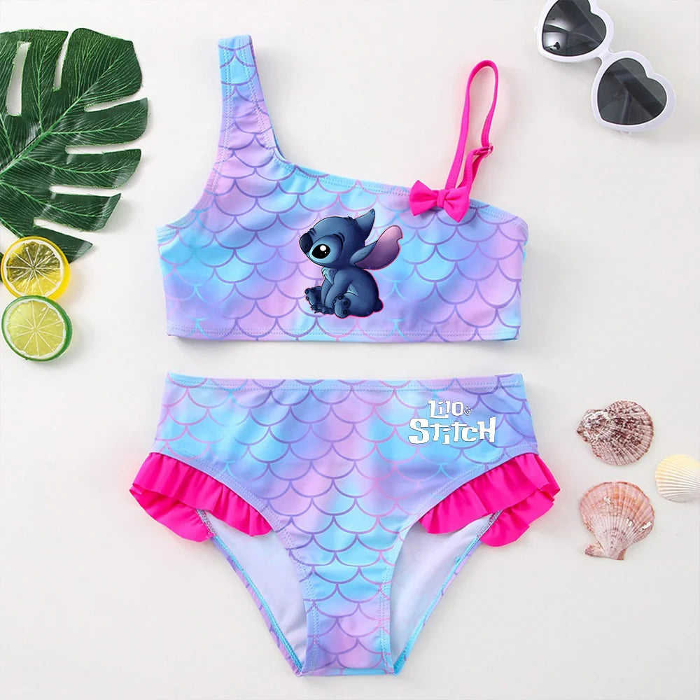 Lilo Stitch Girls Tankini Swimsuits Summer Beach wear Children Kids Wear Bathing Suits Two-pieces Bikini Dresses Fashion