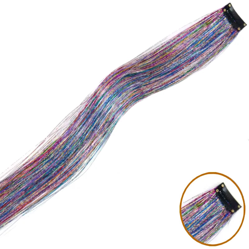 Shiny Sparkle Hair Synthetic Hair Glitter Hair Extension Woman Clip in hair Hairpieces