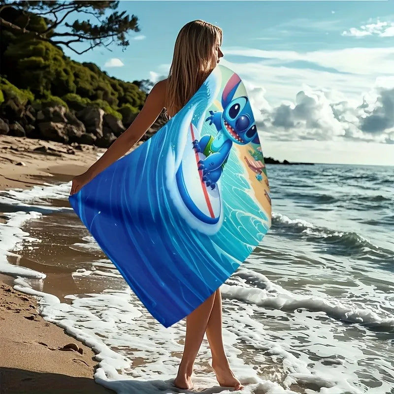 Stitch on Surf: Adorable Beach Towel for Summer Fun! Suitable for towels, bath towels, beach towels, party decorations, gifts