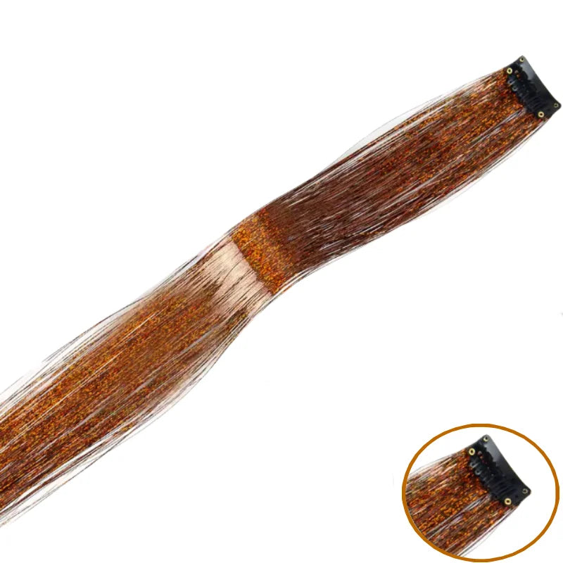 Shiny Sparkle Hair Synthetic Hair Glitter Hair Extension Woman Clip in hair Hairpieces